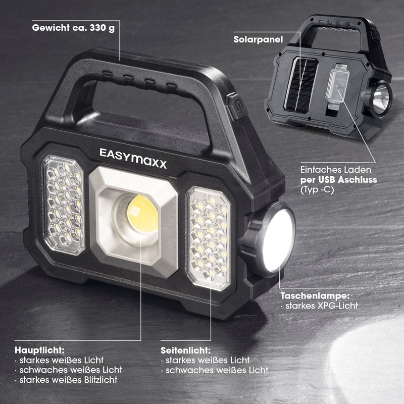 EASYmaxx Solar-Arbeitsleuchte mobil - Schwarz