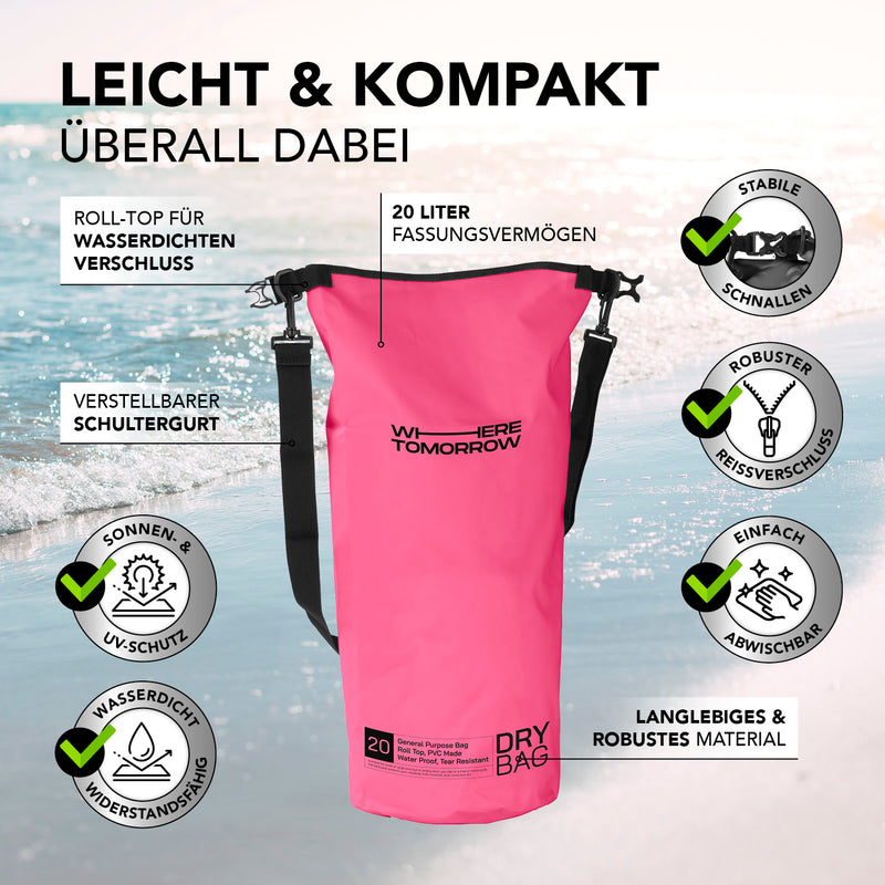 Where Tomorrow Dry Bag 20L - Style 01 - Pink