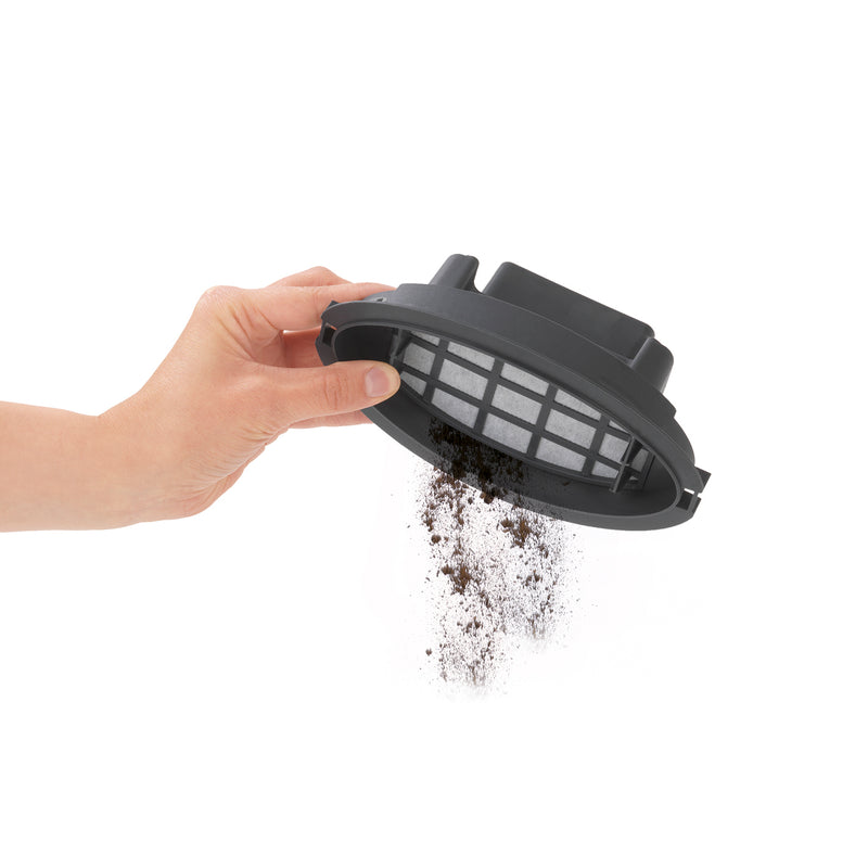 CLEANmaxx Saugroboter 2in1 in Rot-Schwarz mit leicht entleerbarem Staubbehälter für einfache Reinigung.