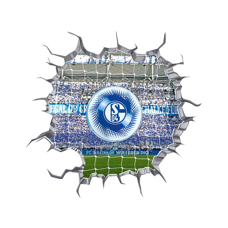 FC Schalke 04 LED-Lampe in Ballform mit 3D-Wandtattoo, selbstklebend, mit Stadion- und Vereinslogo-Effekt