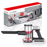 CLEANmaxx Akku-Zyklon-Staubsauger Digital-Display anthrazit/silber/rot mit 22,2 V Akku und Touch-Display, leichte Bedienung, Zubehör inklusive.