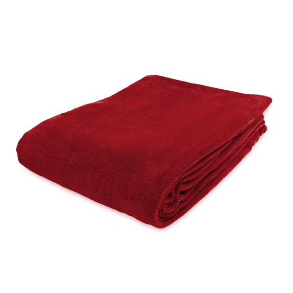 LUMALAND Kuscheldecke - 220x240 cm, weiches Coral-Fleece in Bordeaux, ideal als Sofadecke, Tagesdecke, pflegeleicht und waschbar.