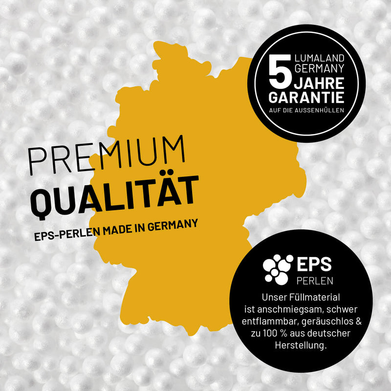 LUMALAND Sitzsack Pouf (50 L) Senfgelb mit langlebigen EPS-Perlen made in Germany, 5 Jahre Garantie auf Außenhüllen.