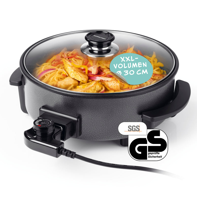 GOURMETmaxx elektrische Partypfanne - Ø 30 cm - mit Thermostat und Glasdeckel