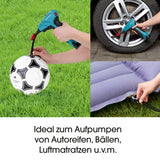 EASYmaxx Akku-Handkompressor mit LED-Beleuchtung - blau/schwarz, kabellos für Reifen, Bälle und Luftmatratzen mit digitaler Anzeige.