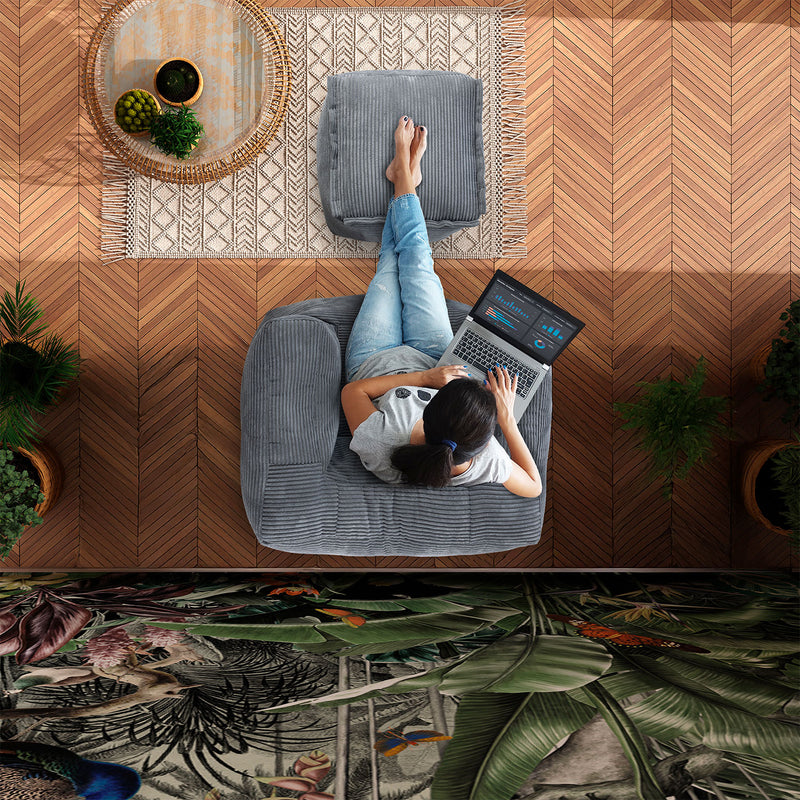 LUMALAND Modularer Sessel aus der Cord-Reihe, 96x72x70cm - Bezug soft & waschbar - Grau
