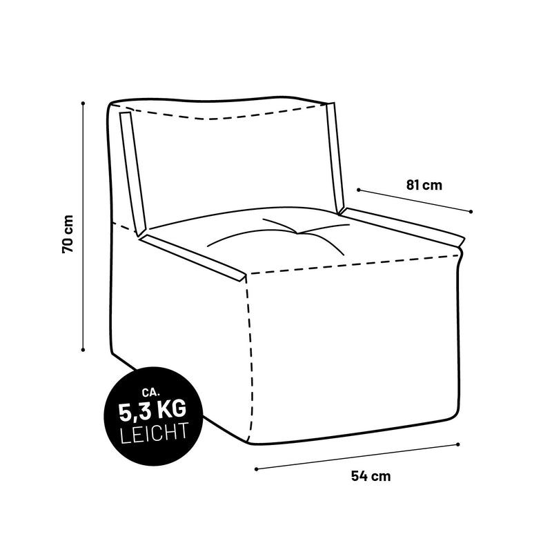 LUMALAND Sitzsack-Sofa Mittelstück - Kombinierbar mit Modularem System - 200 L - Senfgelb