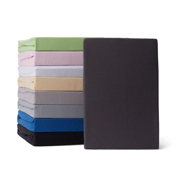 LUMALAND Comfort Jersey Spannbettlaken - 160 g/m² 100% Baumwolle - 140 x 200 cm - 160 x 200 cm - Anthrazit