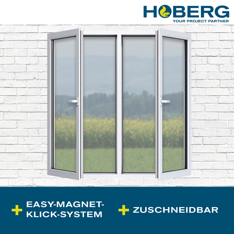 HOBERG Insektenschutzgitter mit Magnetbefestigung – Fenster – 16 Magnete