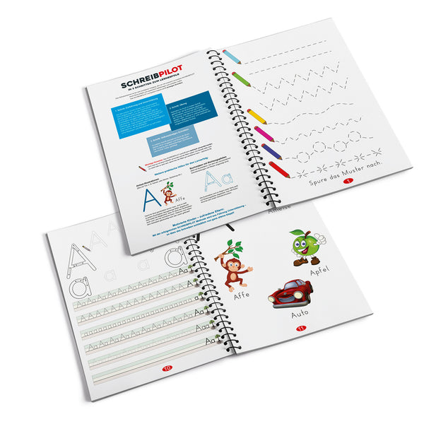 Schreibpilot Heft Buchstaben für Linkshänder mit Bleistift und Radiergummi - DIN-A4