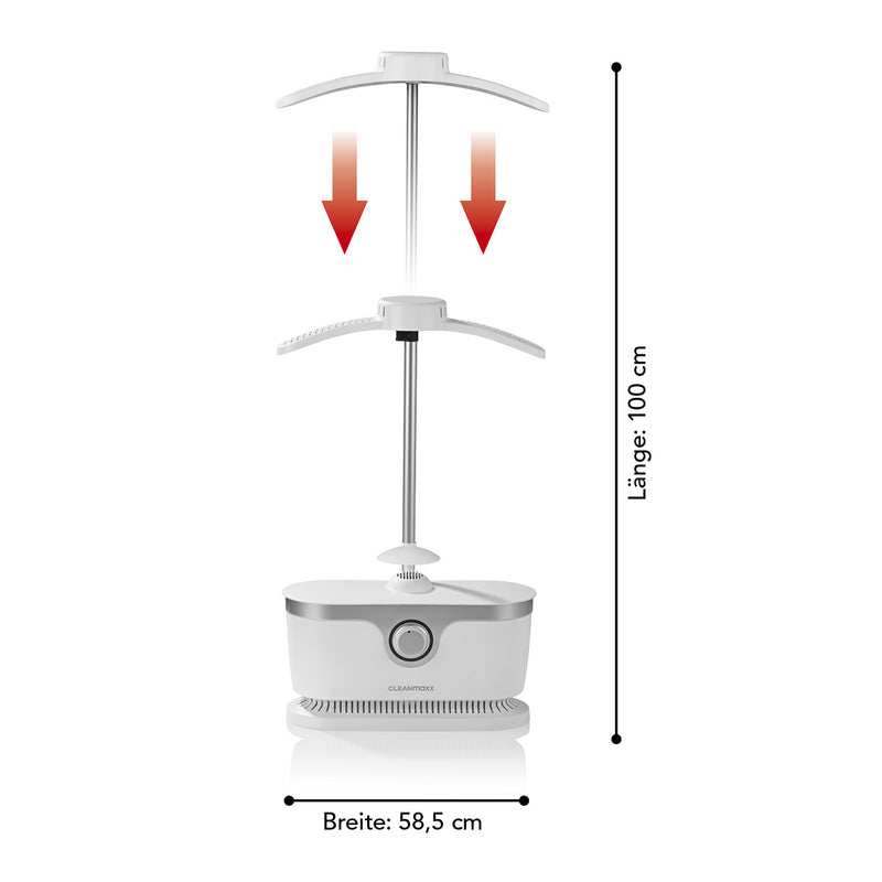 CLEANmaxx Hemdenbügler PRO für Oberbekleidung - trocknet & bügelt automatisch - Weiß/Silber