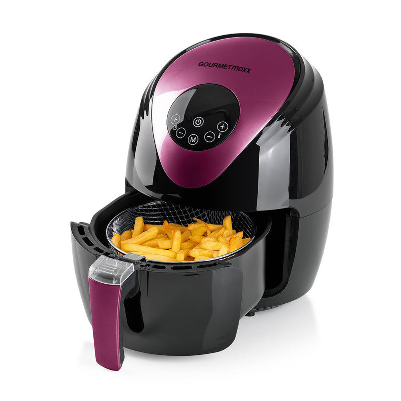 GOURMETmaxx Heißluft-Fritteuse Digital 2,5l 1500W - Schwarz/Beere