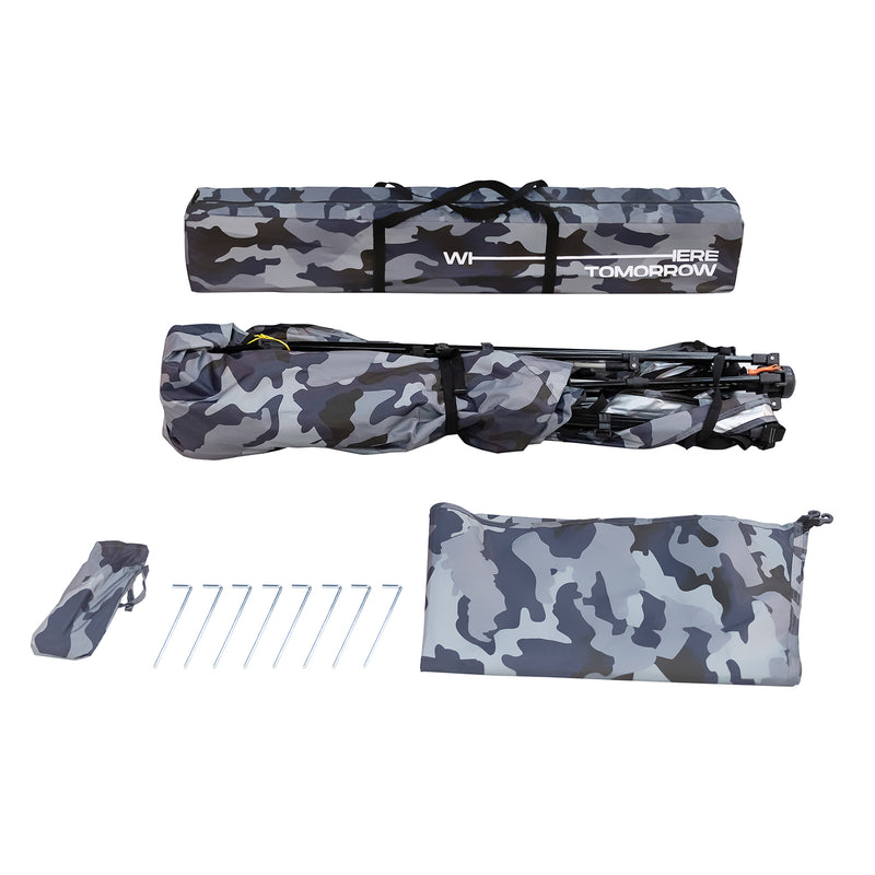 Where Tomorrow - Pop up Pavillon - Faltpavillon - 10 Sek. Quick-up-Aufbau - Camouflage Blau/Grau