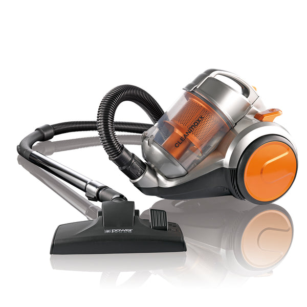 CLEANmaxx Zyklon-Staubsauger Pet Star 700 W in Orange-Silber mit rotierender Bürstenwalze und effizienter Tierhaarentfernung.
