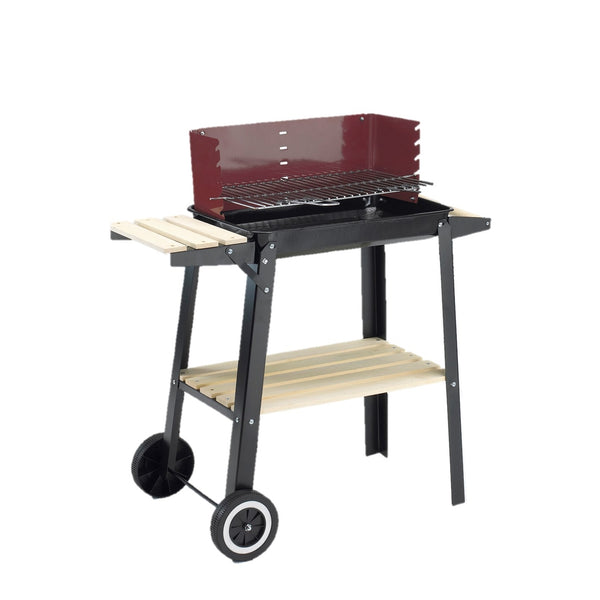 GRILLCHEF Holzkohlegrill Grillwagen - 87cm - schwarz/rot