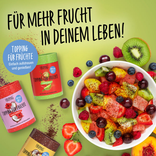 Fruping Topping für Früchte - Lemon Chili + Dark Coconut + Sweet Hibiskus - 3er-Set (3x 45g)