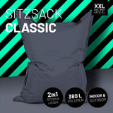 LUMALAND Sitzsack Classic XXL (380 L) - In- & outdoor - Stahlgrau