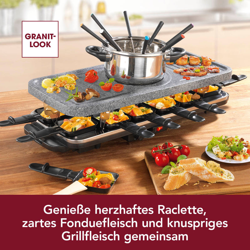 GOURMETmaxx Raclette- & Fondue-Set GRANITlook - schwarz