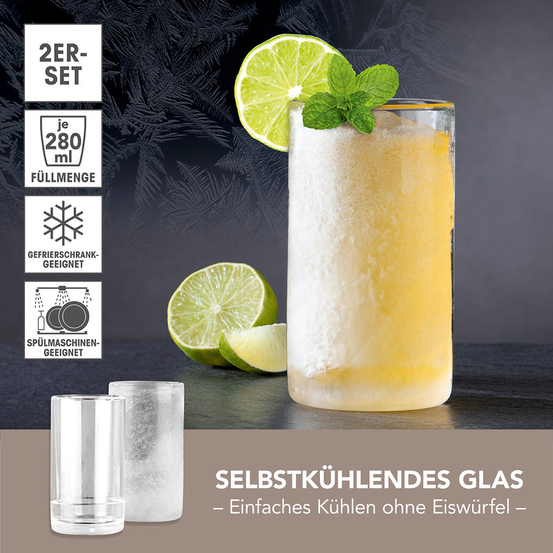 GOURMETmaxx Glas selbstkühlend - 2er-Set je 280 ml