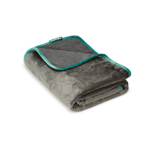 FLUFFINO® Hundedecke Wendedecke Kuscheldecke 150x100 cm Grau, wendbar, weich, robust, waschmaschinenfest, passend für große und kleine Hunde.