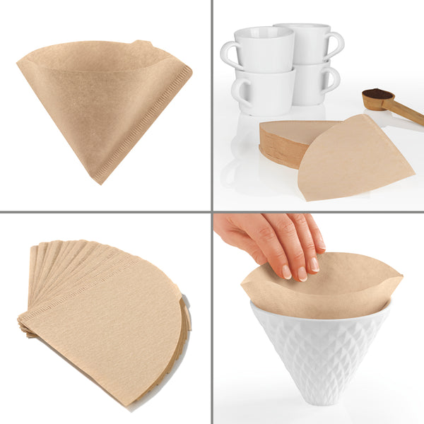 BEEM POUR OVER Papierfilter 100 Stück Größe 2, naturbraun, spitz zulaufend, passend für BEEM Kaffeebereiter und Handfilter.