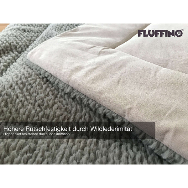 FLUFFINO® Katzendecke Wildlederimitat 73x45 cm grau, weich, flauschig, rutschfest durch Wildlederimitat, isolierend und waschbar bis 30°C.