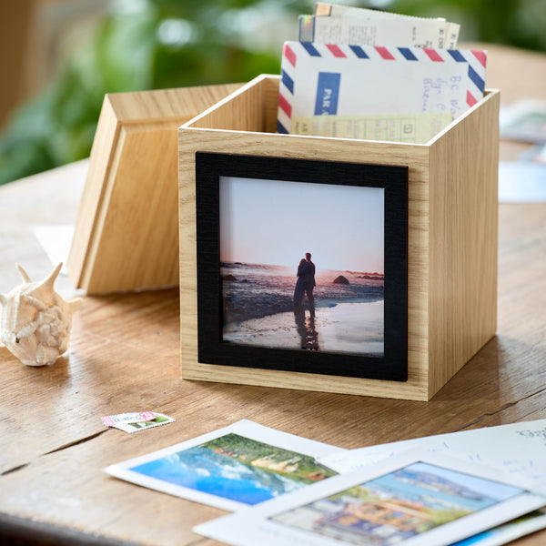 LUMALAND Photobox 2er-Set Natur, holzige Geschenk- und Aufbewahrungsbox mit Foto, ideal für Hochzeit, Geburtstag und persönliche Erinnerungen.