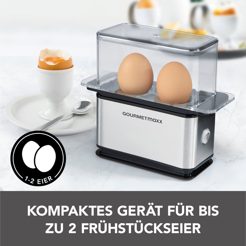 GOURMETmaxx Eierkocher Kompakt - schwarz/silber