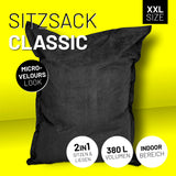 LUMALAND XXL Microvelours Sitzsack - 380L - 140 x 180 cm - Indoor - Schwarz