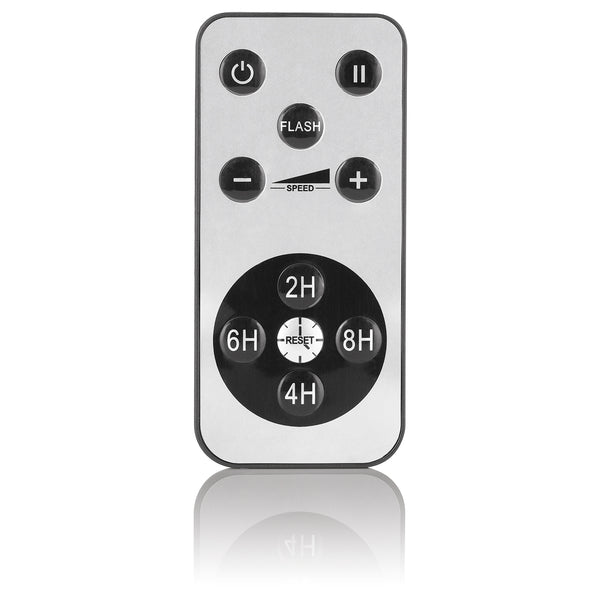 Fernbedienung für BVB LED-Echtwachskerze mit rotierender BVB-Logo-Projektion, Timer und Geschwindigkeitsstufen Steuerung.