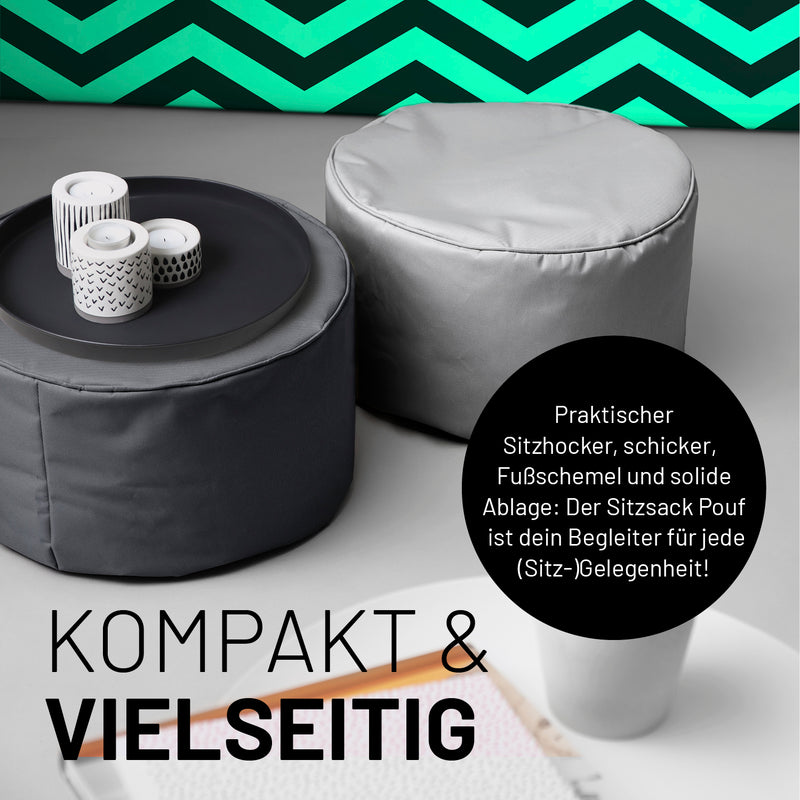 LUMALAND Sitzsack Pouf (50 L) - In- & outdoor - Stahlgrau