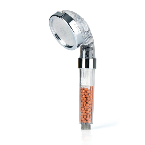 EASYmaxx Wellness-Duschkopf Mineralperlen mit 3 Wasserstrahl-Modi, spart 30% Wasser, Mikrodüsen und Wasserfilterfunktion, 1/2 Zoll Anschluss.