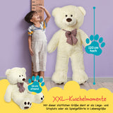 LUMALAND Riesen XXL-Teddybär mit Kulleraugen und Schleife - 120 cm - Beige