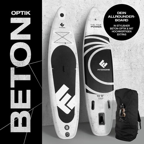 FitEngine Trip SUP-Board Set (Allrounder) - 10'8'' Beton inkl. Kajaksitz