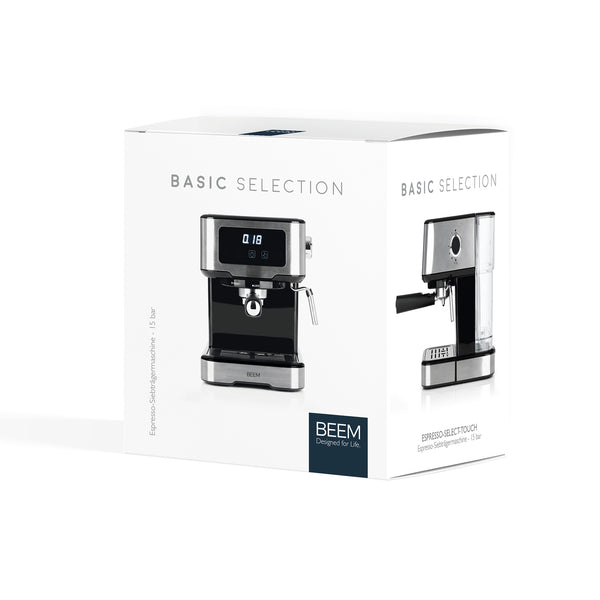 BEEM ESPRESSO-SELECT-TOUCH Espresso-Siebträgermaschine mit Touch-Display, 15 bar, abnehmbarem Wassertank und schwenkbarer Dampfdüse.