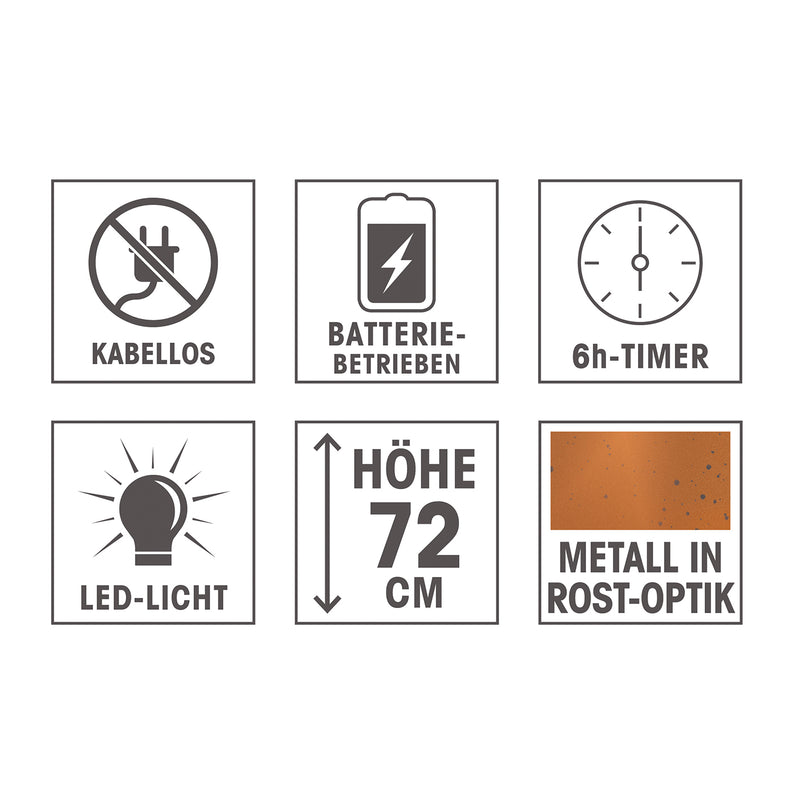 EASYmaxx LED-Dekosäule mit Pflanzschale - Rost-Optik - braun