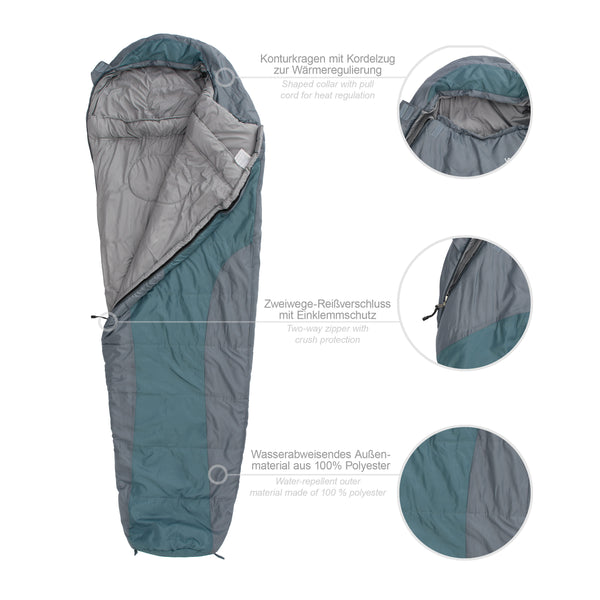 Where Tomorrow Camping Schlafsack Classic - Mumienschlafsack mit Tasche - 230 x 80 x 55 cm - Goblinblau