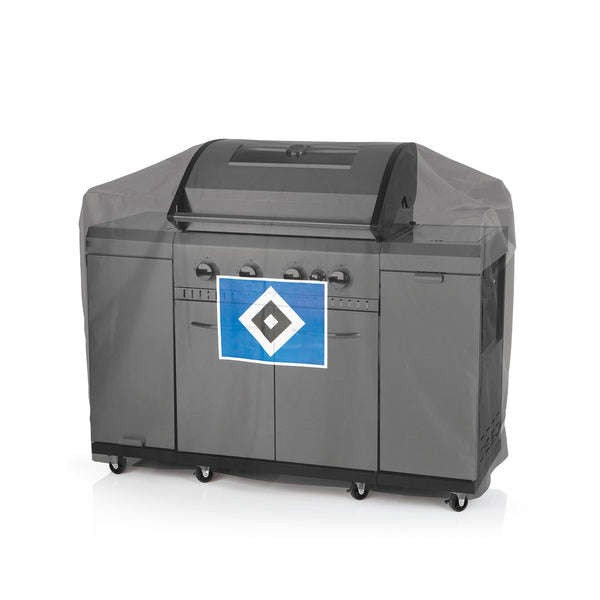 HSV Wetterschutzhaube XL - schwarz mit Logo aus robustem, atmungsaktivem, wasserdichtem Polyestergewebe mit Ventilationsöffnungen.