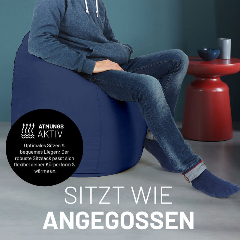 LUMALAND Luxury XL PLUS Sitzsack stylischer Beanbag - 220L Füllung mit extra starken Nähten - Dunkelblau