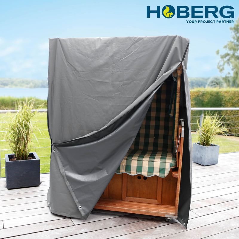 Hoberg Strandkorb Schutzhülle L/XL - 140 x 100 x 165/140 cm - grau