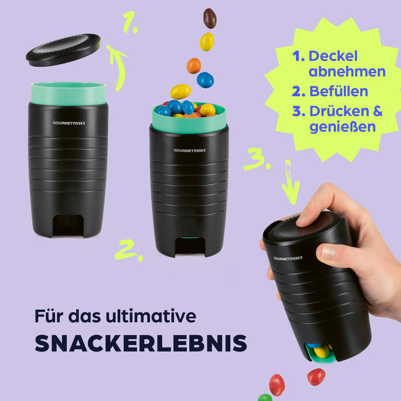 GOURMETmaxx Snackspender - 15 x 7,7 cm - schwarz/mint - 2er-Set