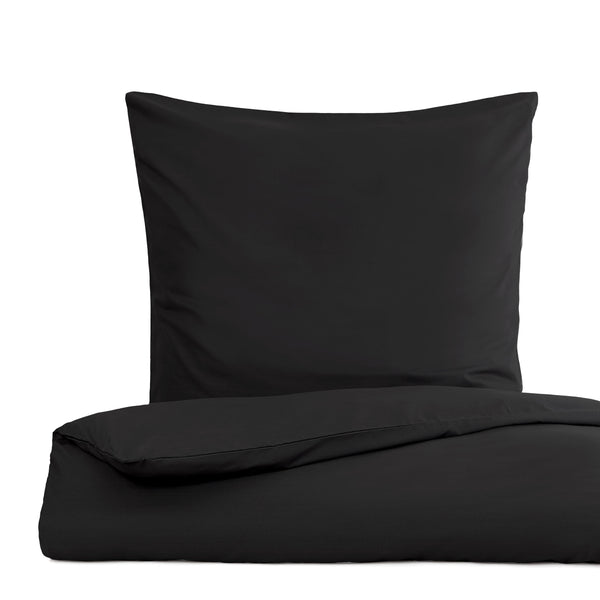 LUMALAND Premium Bettwäsche Everyday in Schwarz, Ganzjahres Baumwolle-Polyester Mischung, mit YKK Reißverschluss, 135x200 cm & 80x80 cm.