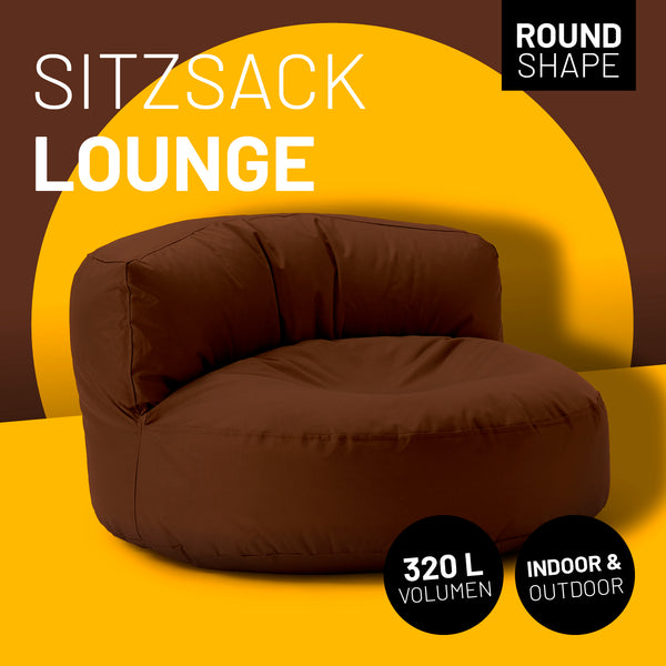 LUMALAND Sitzsack Lounge (320 L) Braun, modern, bequem, für Indoor & Outdoor, langlebig, pflegeleicht, mit verdecktem Reißverschluss.