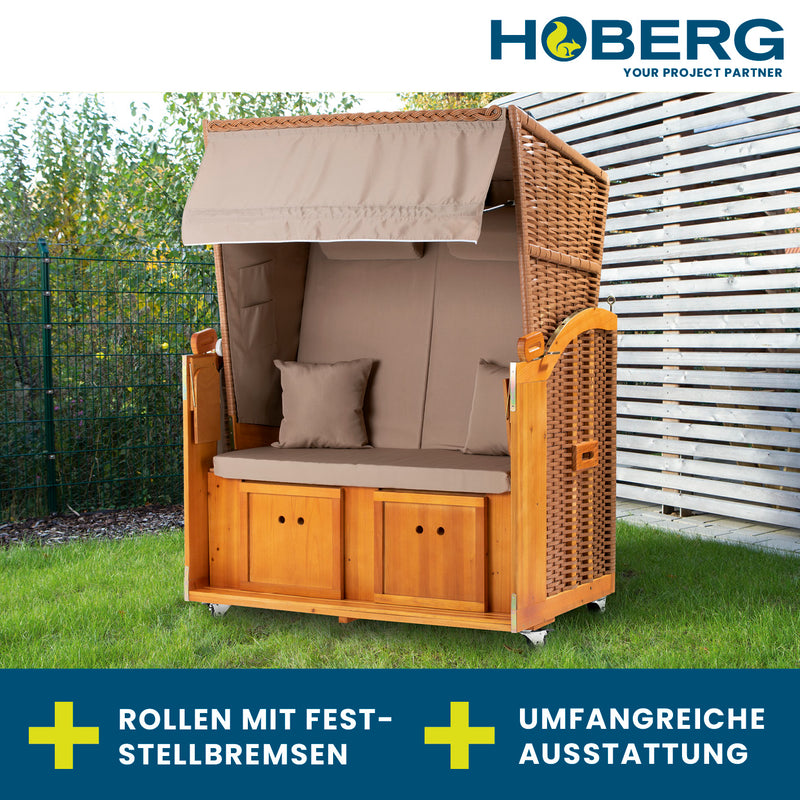 Hoberg 2-Sitzer-Strandkorb (Ostsee) mit Rollen