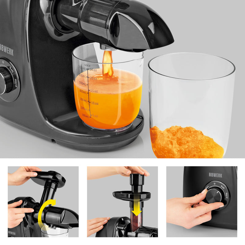 N8WERK Slow Juicer in der Midnight Black Edition