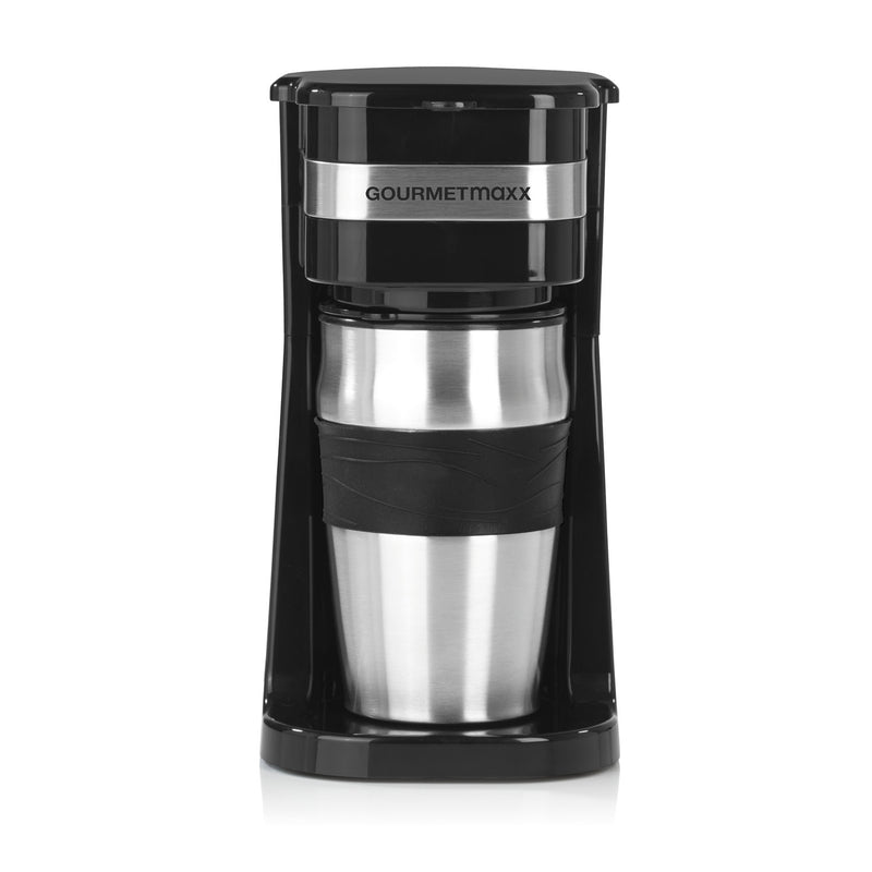 GOURMETmaxx Single-Kaffeemaschine mit Thermobecher - schwarz/Edelstahl