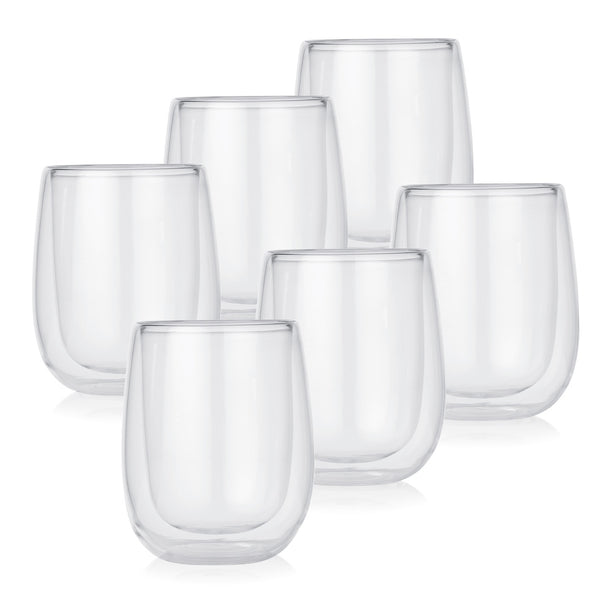 GOURMETmaxx Latte Macchiato Thermogläser 6er-Set aus doppelwandigem Borosilikatglas, wärmeisolierend, 350 ml, ideal für heiße und kalte Getränke.
