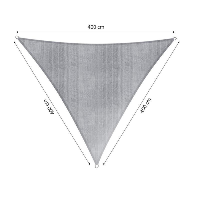 LUMALAND Sonnensegel 100% HDPE mit Stabilisator für UV-Schutz - Dreieck 4 x 4 x 4 Meter - Hellgrau