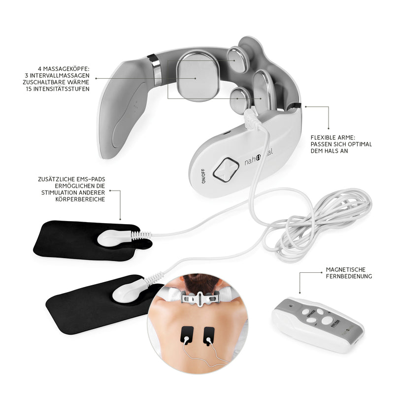 nah-vital® Nackenmassagegerät - Mit EMS- und Wärmefunktion - weiß