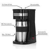 GOURMETmaxx Single-Kaffeemaschine mit Thermobecher - schwarz/Edelstahl